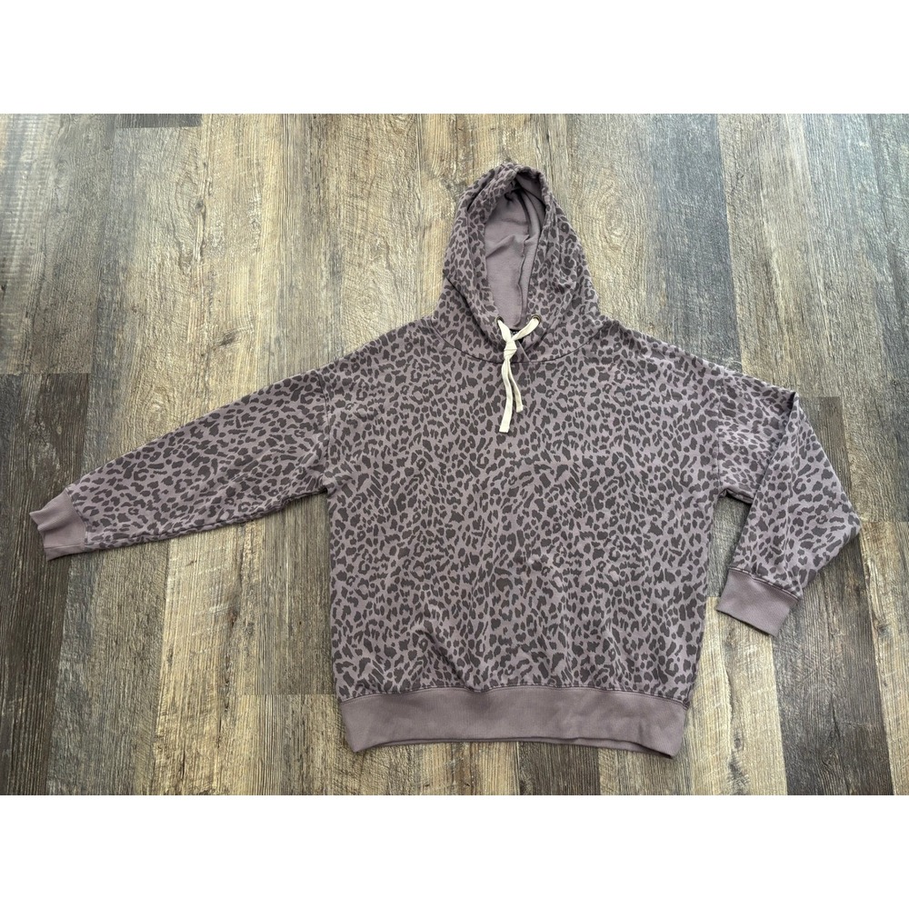 Buffalo David Bitton Leopard Print Hoodie Mauve Purple Animal Print Pullover M